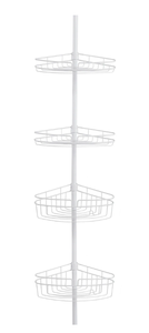 lot 350 image: Kenney 4-Tier Spring Tension Shower Corner Pole Caddy with Razor Holder, White