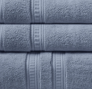 lot 361 image: Beautyrest Plume 100% Cotton Bath Towel Set, Luxuriously Soft Feather Touch, Multi-Sizes, Blue 6 Piece