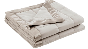 lot 370 image: Madison Park Windom Down Alternative Blanket, Satin Trim, Grey FullQueen