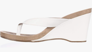lot 372 image: Style & Co. Womens Chicklet Faux Leather Wedge Sandals White, Womens Size 6.5