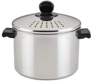 lot 375 image: Farberware Classic Series Stainless Steel 8-Quart Covered Straining Stockpot with Lid, Stainless Steel Pot with Lid