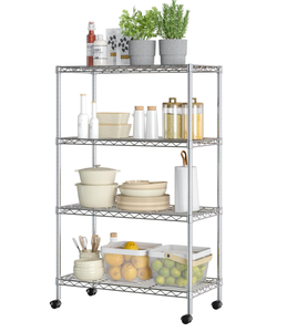 lot 388 image: Seville Classics Solid Steel Wire Shelving Storage Unit Adjustable Shelves Organizer Rack, Steel, 4-Tier, 30 W x 14 D