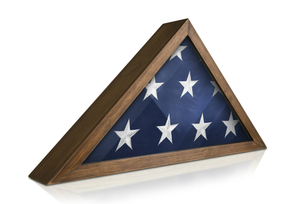 lot 423 image: HBCY Creations Rustic Flag Case - SOLID WOOD Military Flag Display Case for 9.5 x 5 American Veteran Burial Flag, Wall Mounted Burial Flag Frame - (Rustic Brown)