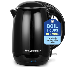 lot 445 image: Elite Gourmet EKT1821 1.8L Double Wall Insulated, Cool-Touch 1500W Kettle wStainless Steel Interior & Lid, 360°