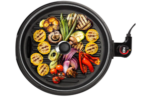 lot 446 image: Elite Gourmet EMG6505G 12 Smokeless Indoor Electric BBQ Grill with Glass Lid Dishwasher Safe