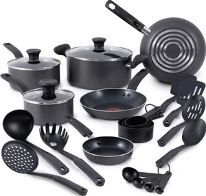 lot 16 image: 18PCS T-Fal Initiatives Aluminum Nonstick 18PC Cookware Set