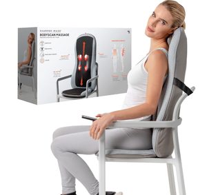 lot 18 image: Sharper Image Smartsense Shiatsu Realtouch Massaging Chair Pad with Extra Cushion, Soothing Heat, 4 Deep Kneading Gel Nodes