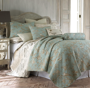 lot 38 image: 3PCS King Size Levtex Home - Lyon Teal Quilt Set