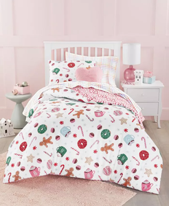 lot 206 image: 2PCS Twin Size Charter Club Kids Sugar & Spice Reversible Comforter Set