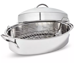 lot 211 image: The Cellar Stainless Steel 8-Qt Covered Oval Roaster with Rack