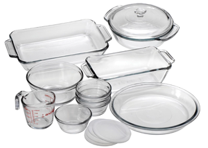 lot 229 image: 15PCS Anchor Hocking Complete Glass Bakeware Set