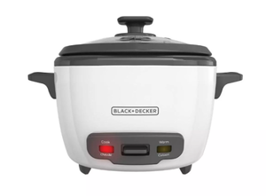 lot 230 image: BLACKDECKER 16-Cup Rice Cooker, 8-Cup Uncooked Rice, Steaming Basket, Removable Non-Stick Bowl, One Touch, Keep Warm