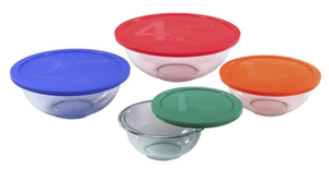 lot 234 image: 8PCS Pyrex Smart Essentials Mixing Bowl Set with Assorted Lids