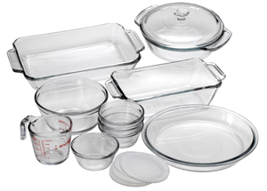 lot 329 image: 15PCS Anchor Hocking Complete Glass Bakeware Set