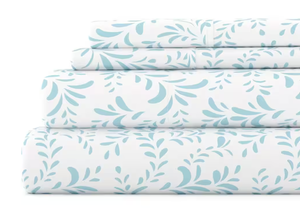 lot 469 image: 4PCS King Size Becky Cameron Light Blue Floral Microfiber Sheet Set