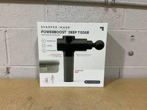 lot 381 image: Sharper Image Powerboost Massage Gun  5 Attachments, 6 Speeds