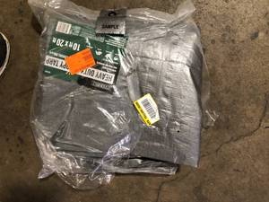 lot 4 image: Everbilt 10 ft. x 20 ft. Silver Heavy Duty Canopy Tarp  Customer Returns See Pictures