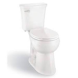 lot 10 image: Glacier Bay Power Flush 12 inch Rough In Two-Piece 1.28 GPF Single Flush Round Toilet in White Seat Included    Customer Returns See Pictures
