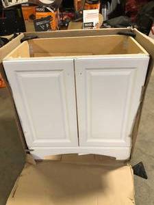 lot 15 image: Glacier Bay 31 in. Single Sink White Bath Vanity (Assembled) No Sink   Customer Returns See Pictures