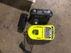 lot 44 image: RYOBI ONE 18V Lithium-Ion 2.0 Ah Compact Battery and Charger Starter Kit Customer Returns See Pictures