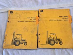 lot 218 image: Lot of 2 John Deere Parts Catalogs for JD380 and JD480-A Forklifts