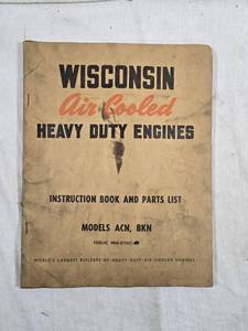 lot 313 image: Wisconsin Air Cooled Heavy Duty Engines Instruction Book and Parts List Models ACN, BKN
