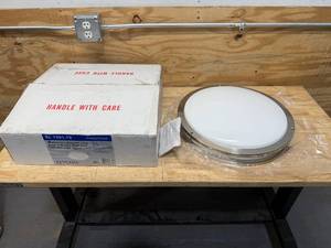 lot 87 image: Thomas Lighting 2-Light Brushed Nickel Indoor Fluorescent Ceiling Flush Mount
