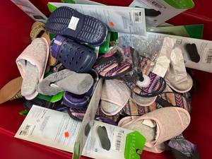lot 37 image: Bin of shoes