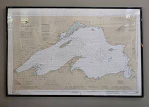 lot 24 image: Framed Nautical Chart of Lake Superior by NOAA