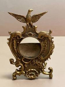 lot 35 image: Antique Brass Inkwell Stand with Eagle Motif