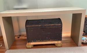 lot 40 image: Modern Console Table - Wooden Chest Under Table NOT Included