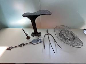 lot 58 image: Vintage Farm Tools and Shoemakers AnvilShoe Stand