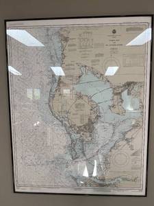 lot 60 image: Framed Nautical Chart of Tampa Bay and St. Joseph Sound