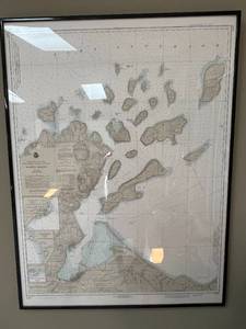 lot 61 image: Framed Nautical Chart Apostle Islands, Lake Superior