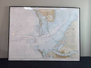 lot 65 image: Framed Nautical Map of Tampa Bay Southern Part