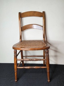 lot 90 image: Antique Wooden Chair with Woven Seat