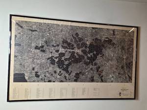 lot 91 image: Framed Aerial Photomosaic of Lake Minnetonka 1963