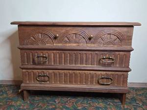 lot 104 image: Vintage Wooden Dresser with Three Drawers