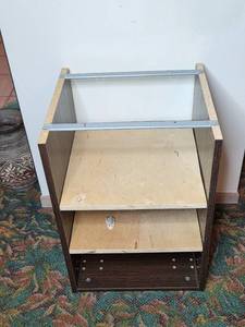 lot 111 image: Wooden Open-Frame Shelf with Adjustable Height - 26x18x19 inches