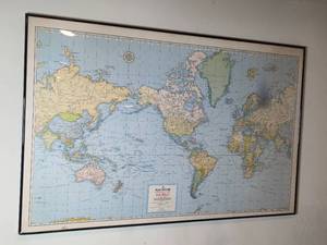 lot 115 image: Vintage Framed Rand McNally Cosmopolitan Series World Map