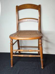lot 119 image: Vintage Wooden Dining Chair with WovenCane Seat