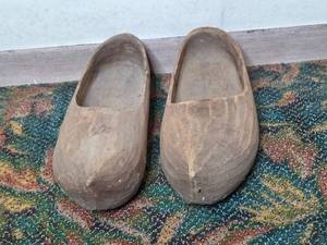 lot 131 image: Antique Wooden Clogs with Traditional Design