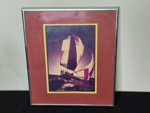lot 136 image: Framed Artwork of Sailing with Signed Signature