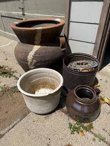 lot 155 image: Collection of Rustic Outdoor Pots and Planters