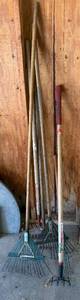 lot 164 image: Assortment of Garden Rakes and Tools