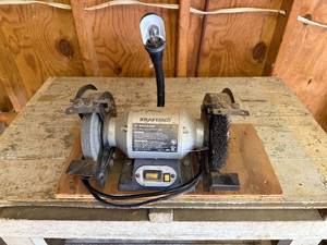 lot 167 image: KRAFTtech 6-Inch Bench Grinder with Work Light