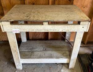 lot 168 image: Rustic Wooden Workbench Table