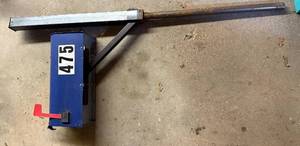 lot 188 image: Used Blue Mailbox with Mounting Pole and Red Flag