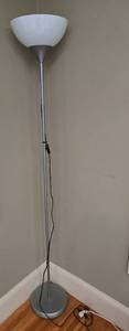 lot 202 image: Modern Silver Floor Lamp with White Shade