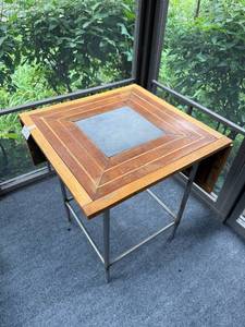 lot 259 image: Vintage Drop-Leaf Table with Metal Legs